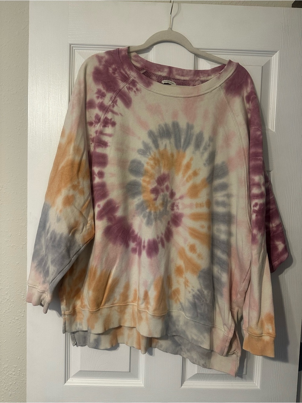 American Eagle Outfitters Tie-Dye Spiral Crewneck - Pink, Gray & Orange - Picture 2 of 7